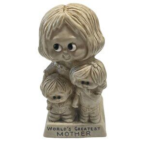 Worlds Greatest Mother Ceramic Figurine By O.R. & W. Berries Cos 1973 Vintage